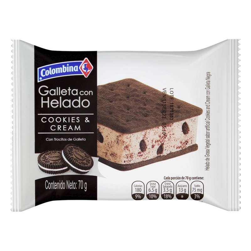 galleta-helado-cookies-cream-colombina-x70g Galleta Helado Chocolate - Imagen 1