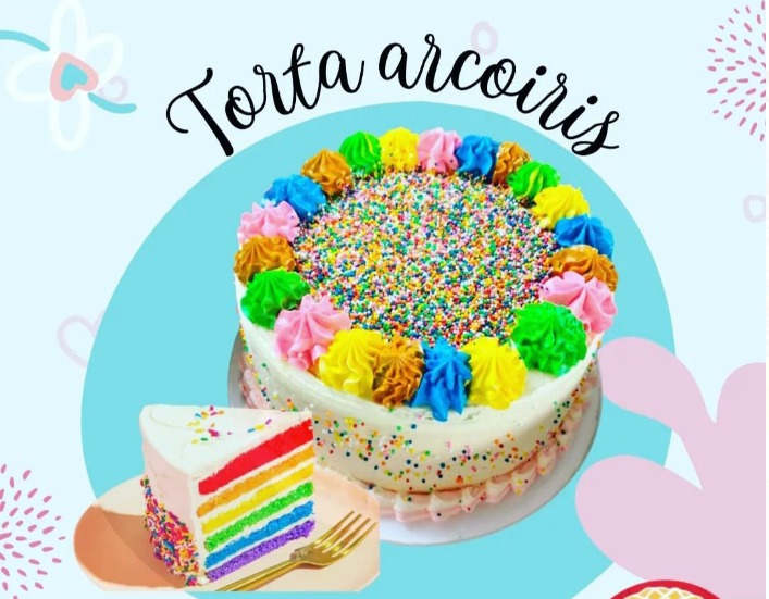 PHOTO-2024-08-08-19-36-00 Torta para celebración. Torta arco iris - Imagen 1