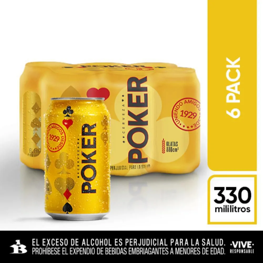 Cerveza Sixpack Lata POKER 1980 ml Cerveza Sixpack Lata POKER 1980 ml - Imagen 1